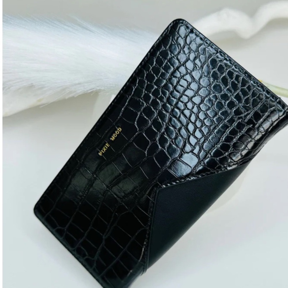 Pixie Mood Black Croc-Patterned Sophie wallet